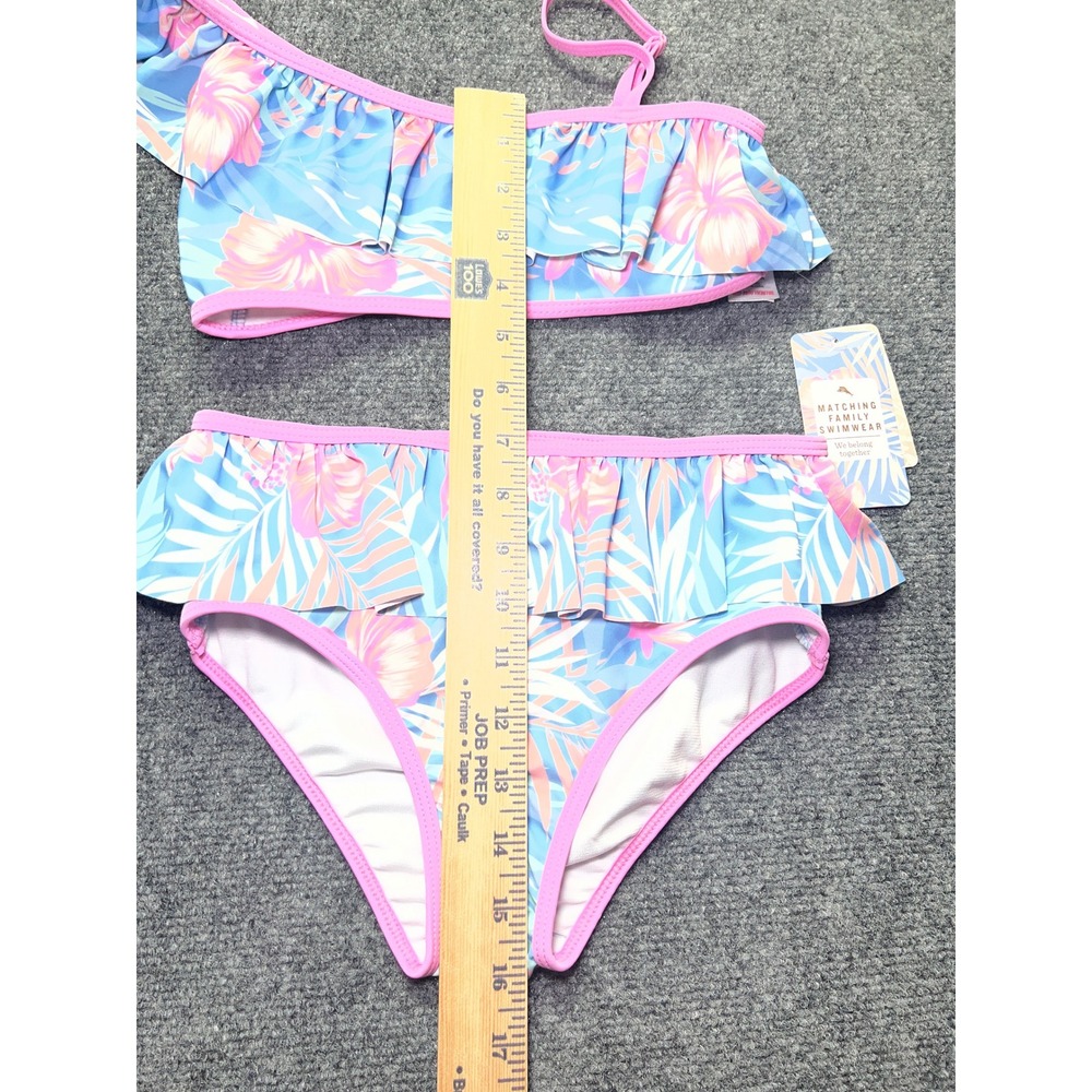 Tommy Bahama Girls Tropical Floral One Shoulder Ruffle Bikini Set Size 12 NEW - Picture 9 of 11